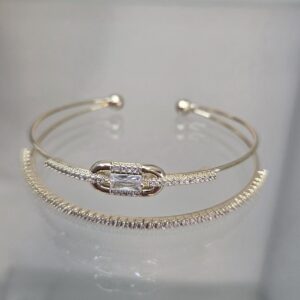 Твърда гривна скристали в златисто